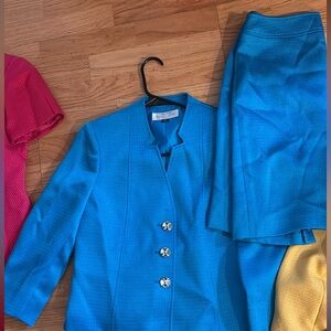 Tahari size 4P and 2P one is gold one is blue, teal and pink purple and coral